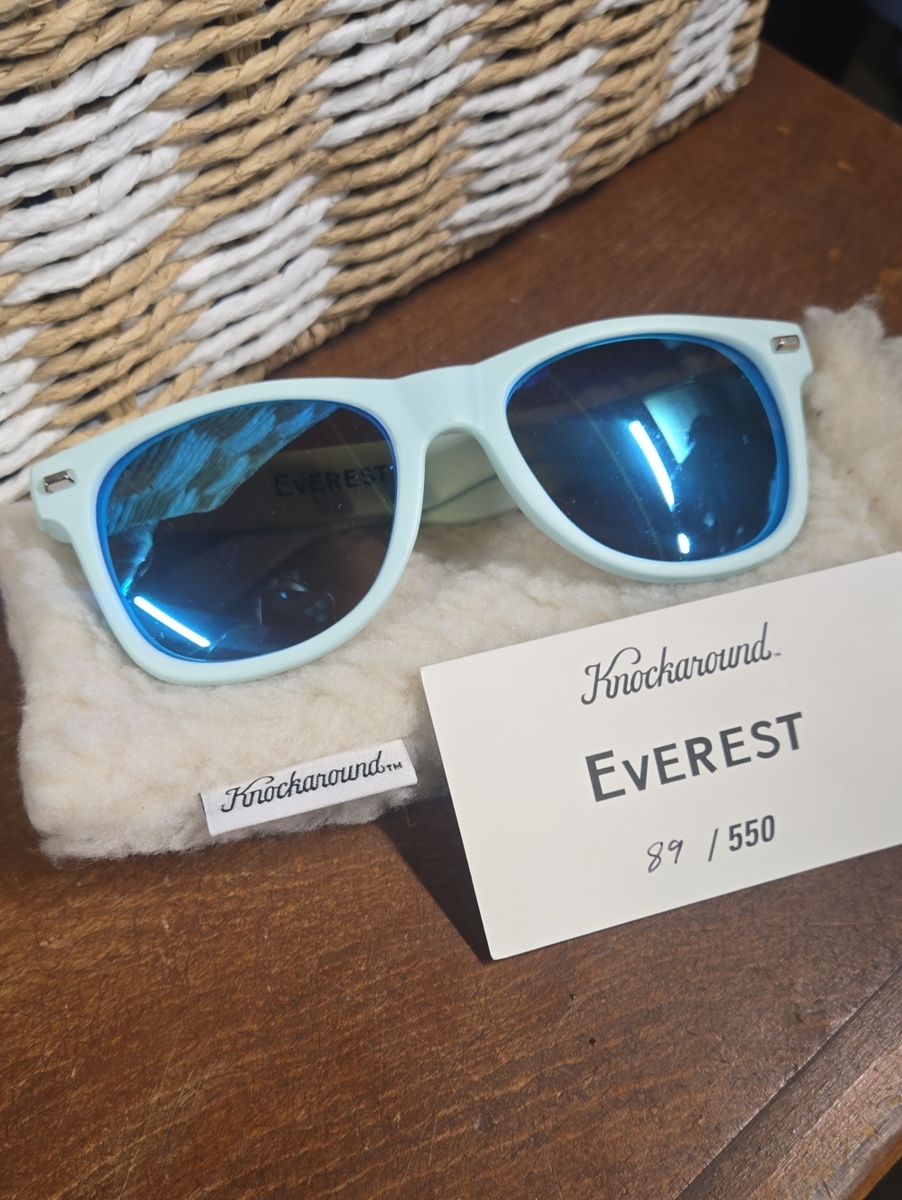 Knockaround Everest Sunglasses - Light Blue Frame with Blue Mirrored Lenses